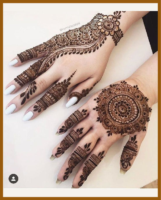 Fashionable Stylish Back Hand Mehndi With Circular Mandala And Flowers